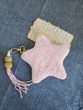 NEW Pink Beaded Star Coin Purse
